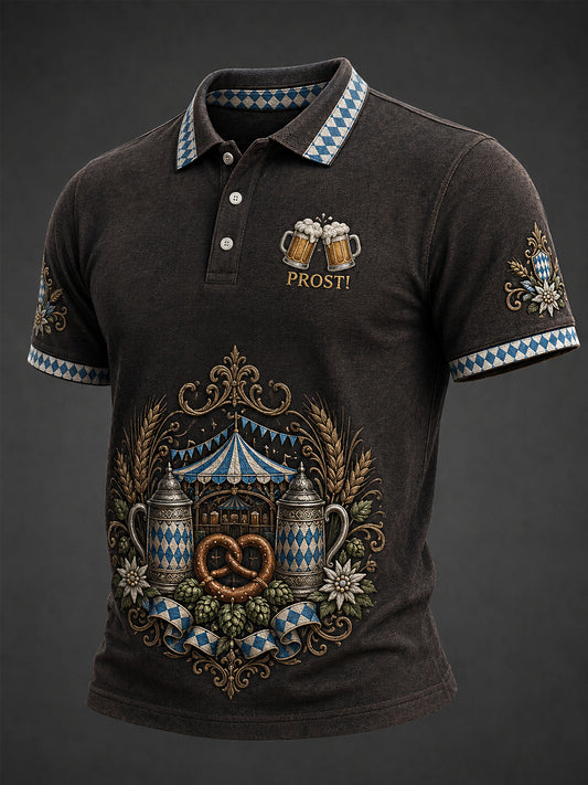 Herren-Oktoberfest Prost! Bedrucktes Freizeit-Poloshirt
