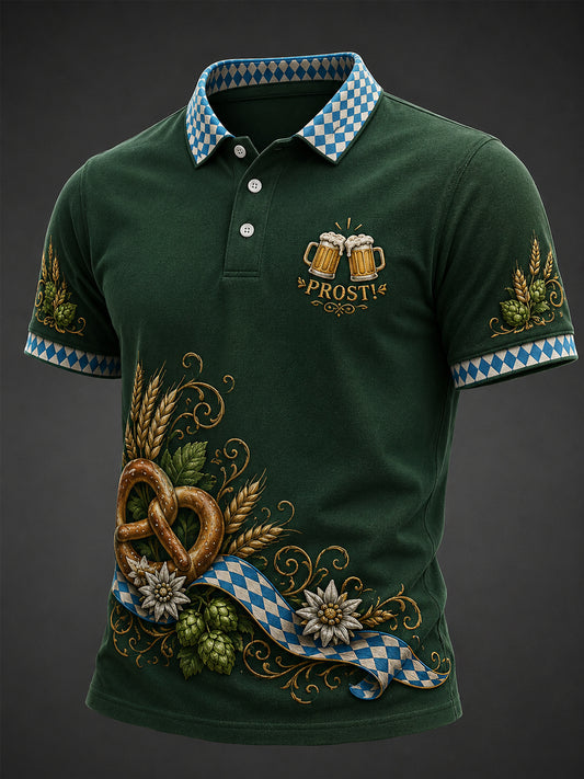 Herren-Oktoberfest Prost! Bedrucktes Freizeit-Poloshirt