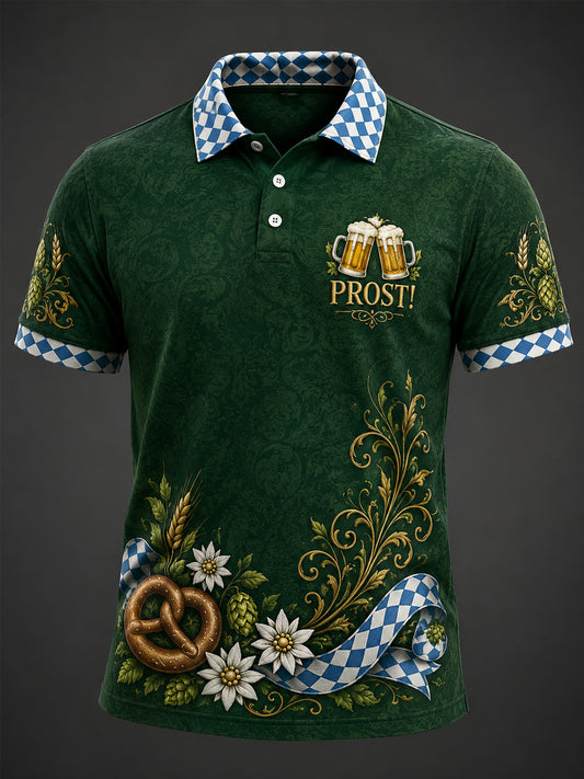 Herren-Oktoberfest Prost! Bedrucktes Freizeit-Poloshirt