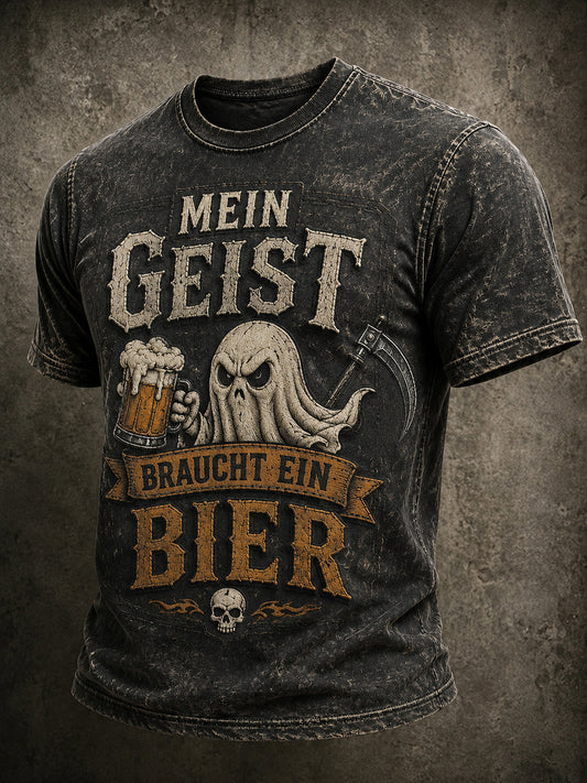 Lustiges Herren-T-Shirt mit Halloween-Print und kurzen Ärmeln