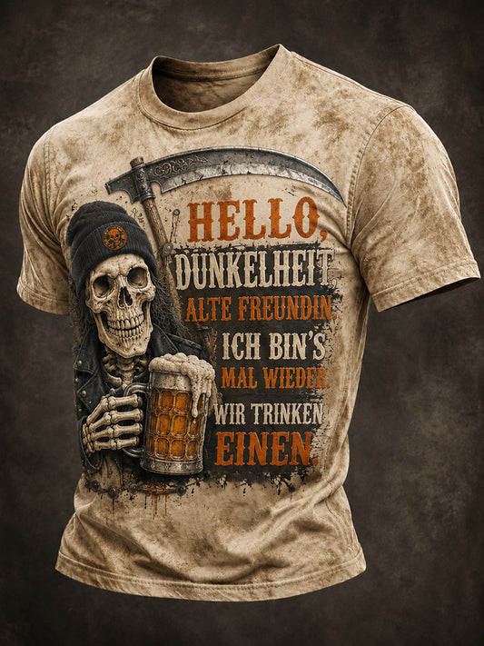 Lustiges Herren-T-Shirt mit Halloween-Print und kurzen Ärmeln