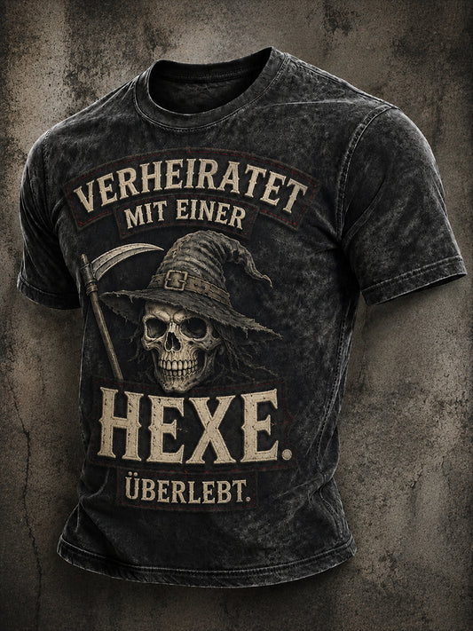 Lustiges Herren-T-Shirt mit Halloween-Print und kurzen Ärmeln
