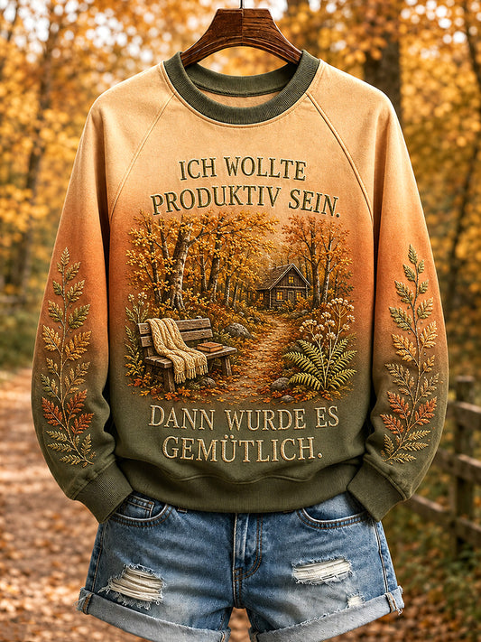 Damen-Sweatshirt mit Raglanärmeln und Herbst-Print