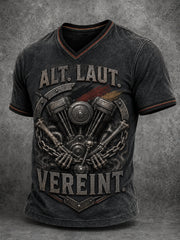 Herren-Tag der Deutschen Einheit-Witziger Slogan-Druck-V-Ausschnitt-T-Shirt