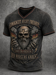 Herren-Tag der Deutschen Einheit-Witziger Slogan-Druck-V-Ausschnitt-T-Shirt