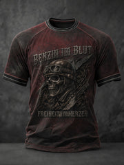 Herren-T-Shirt mit Aufdruck „BENZIN IM BLUT FREIHEIT IM HERZEN“