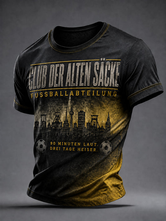 Herren-Lustiges Fußballfan-Print-T-Shirt mit kurzen Ärmeln