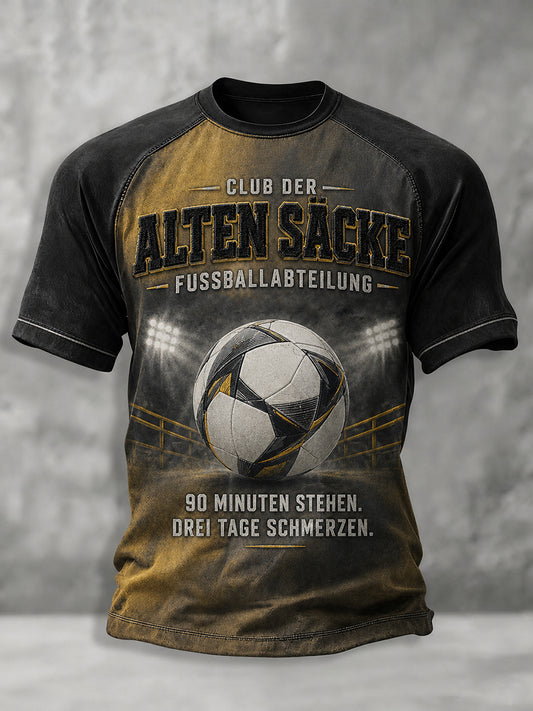 Herren-Lustiges Fußballfan-Print-T-Shirt mit kurzen Ärmeln