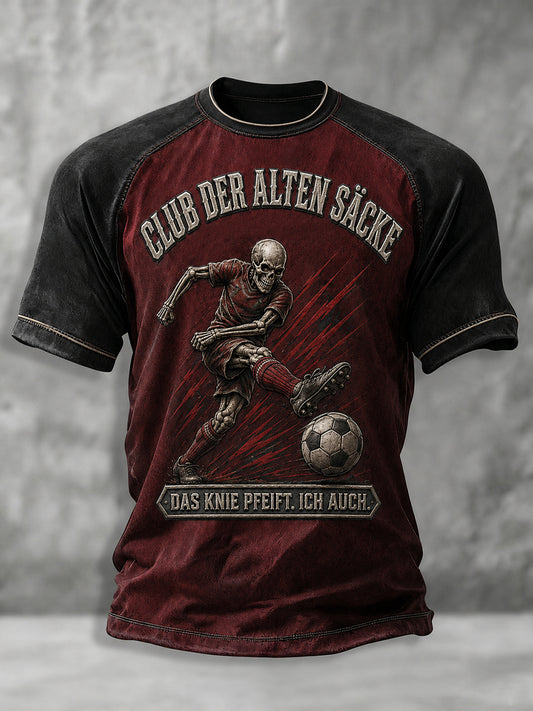 Herren-Lustiges Fußballfan-Print-T-Shirt mit kurzen Ärmeln