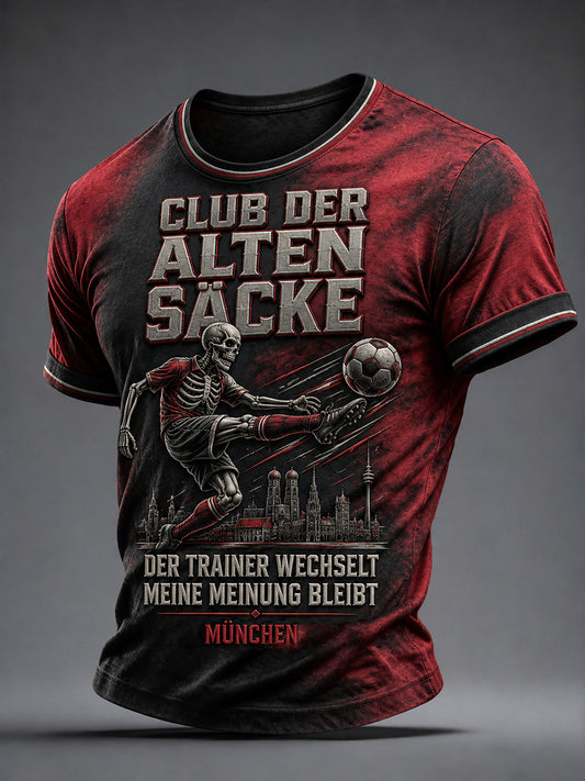 Herren-Lustiges Fußballfan-Print-T-Shirt mit kurzen Ärmeln