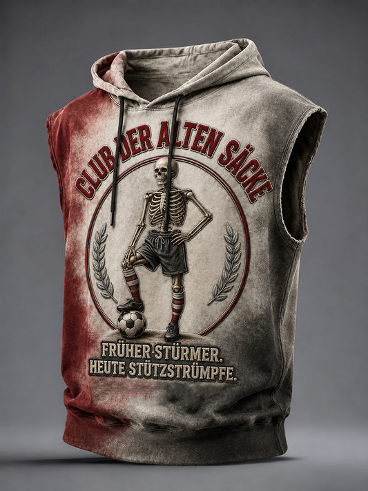 Lustiges ärmelloses Kapuzensweatshirt für Herren mit Fußballfan-Print