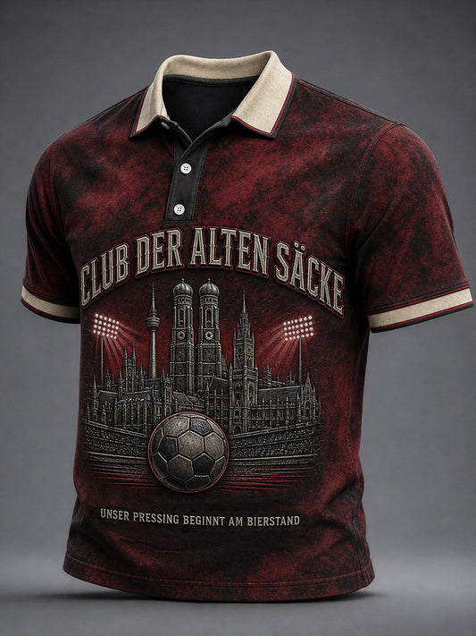 Herren-Lustiges Fußballfan-Print-Kurzarmhemd