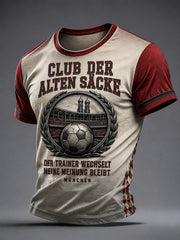 Herren-Lustiges Fußballfan-Print-T-Shirt mit kurzen Ärmeln