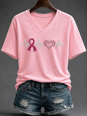 Damen-T-Shirt mit Kurzärmeln zum Thema Brustkrebs