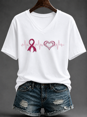 Damen-T-Shirt mit Kurzärmeln zum Thema Brustkrebs