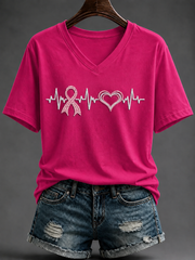 Damen-T-Shirt mit Kurzärmeln zum Thema Brustkrebs