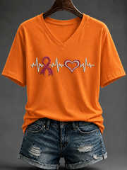 Damen-T-Shirt mit Kurzärmeln zum Thema Brustkrebs