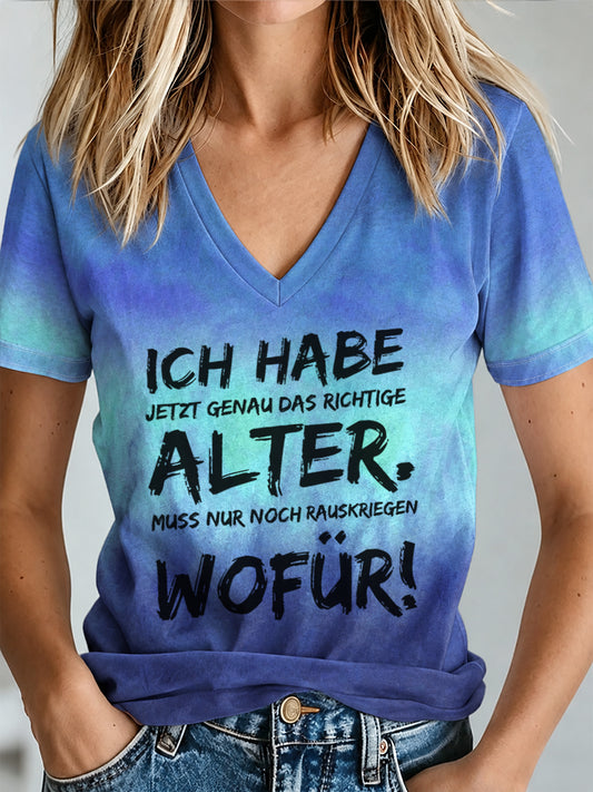 Lustiges Freizeit-T-Shirt für Damen mit deutschem Spruch-Print