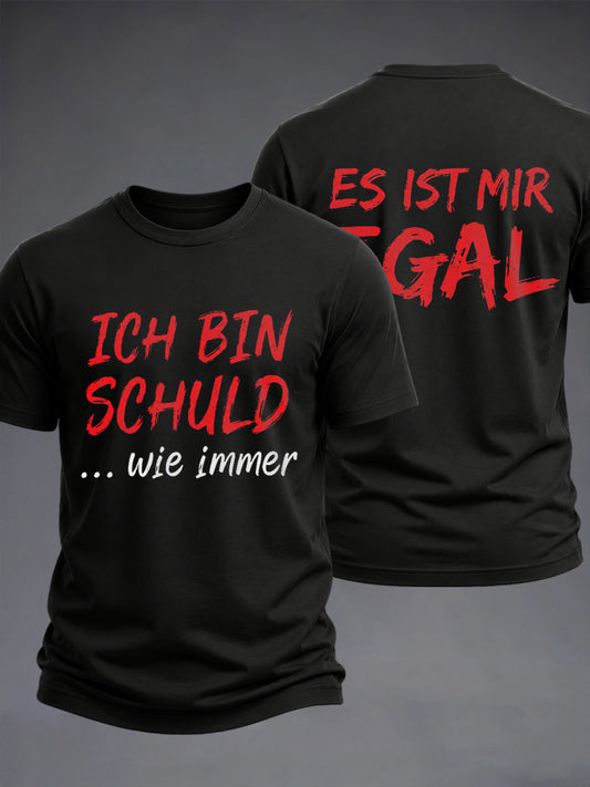 Herren Lustiges deutsches Slogan-Print-T-Shirt