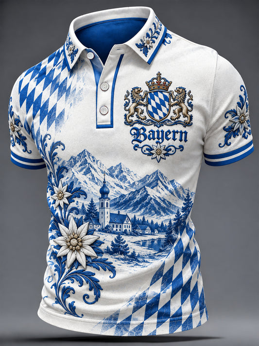 Herren-Deutsch-Bayerischer-Print-Lässiges-Oberteil