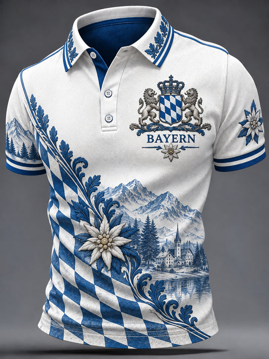 Herren-Deutsch-Bayerischer-Print-Lässiges-Oberteil