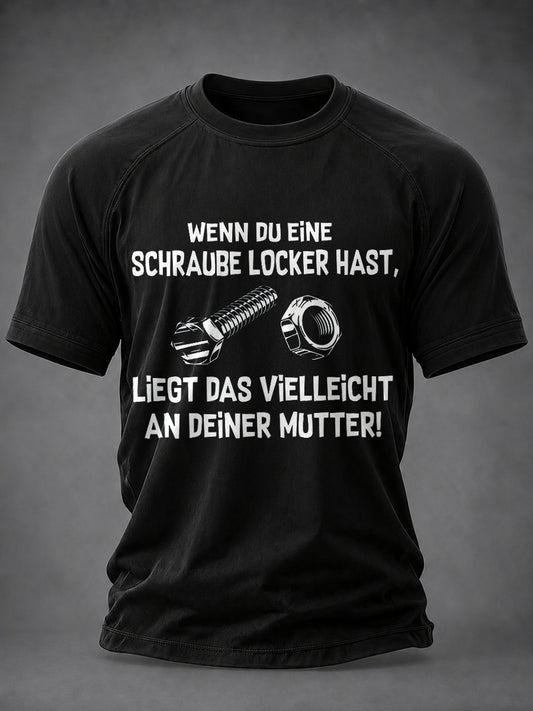 Herren-Funny-T-Shirt mit deutschem Spruch-Print