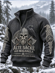 Herren-Sweatshirt im Wikinger-Stil mit durchgehendem Reißverschluss