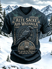 Herren-T-Shirt im deutschen Wikingerstil mit V-Ausschnitt