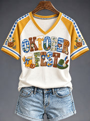 Oktoberfest-T-Shirt für Damen mit V-Ausschnitt