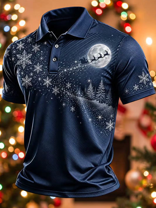 Kurzarm-Top mit Weihnachtsbaum-Kunstdruck für Herren