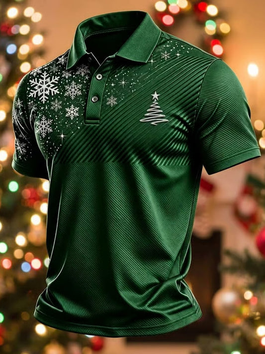 Kurzarm-Top mit Weihnachtsbaum-Kunstdruck für Herren