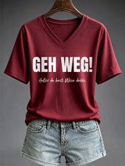 Damen-T-Shirt mit Glühwein-Print und kurzen Ärmeln