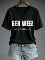 Damen-T-Shirt mit Glühwein-Print und kurzen Ärmeln