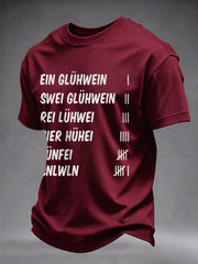 Herren-T-Shirt mit Glühwein-Print und kurzen Ärmeln