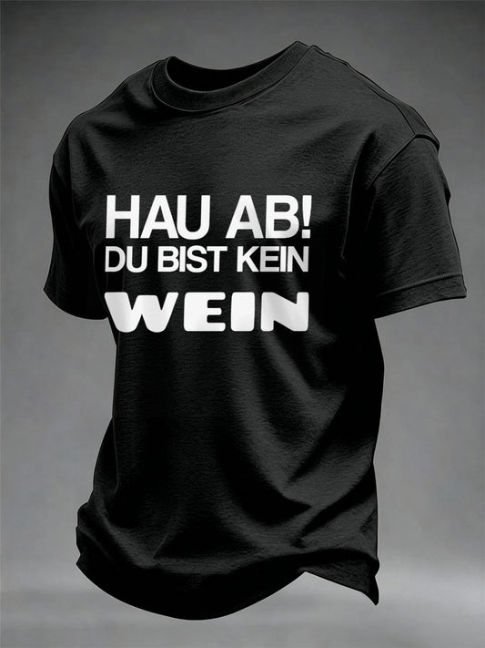 Herren-T-Shirt mit Glühwein-Print und kurzen Ärmeln