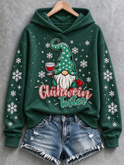 Weihnachts-Kapuzenpullover für Damen mit Muster, lässig