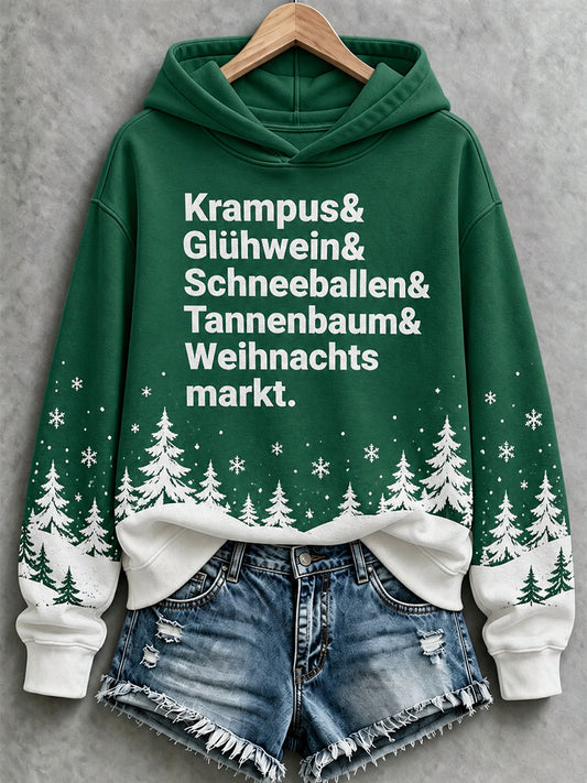 Weihnachts-Kapuzenpullover für Damen mit Muster, lässig