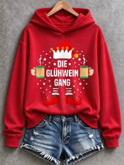 Weihnachts-Kapuzenpullover für Damen mit Muster, lässig