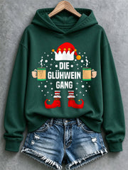 Weihnachts-Kapuzenpullover für Damen mit Muster, lässig