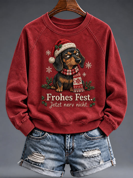 Weihnachtlicher, witziger Damen-Sweatshirt mit Tiermotiv