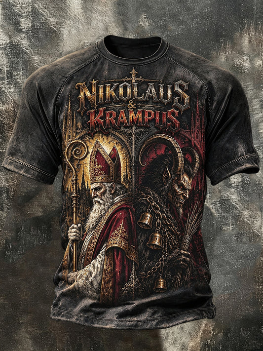 Kurzarm-T-Shirt mit Krampusnacht-Print für Männer