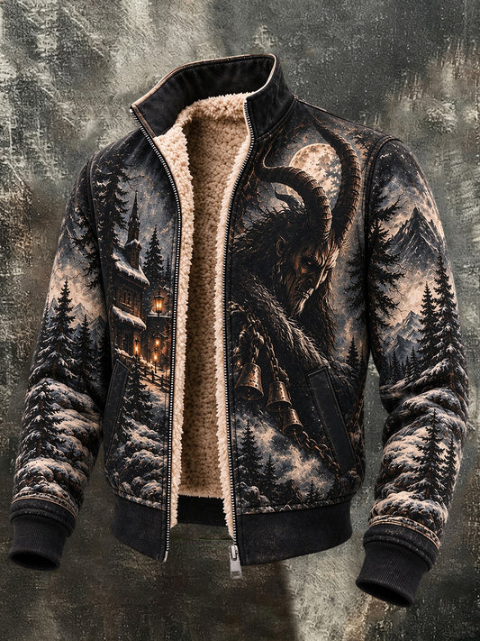 Männer Krampus nacht Print Composite Fleece Jacke
