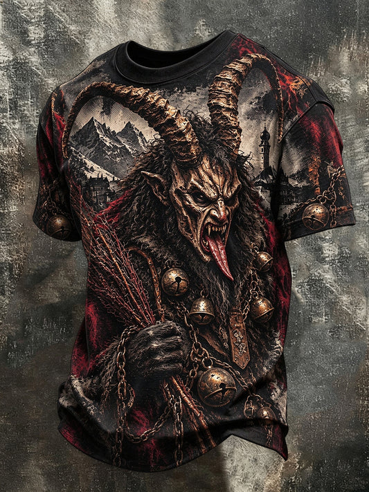 Kurzarm-T-Shirt mit Krampuslauf-Print für Herren