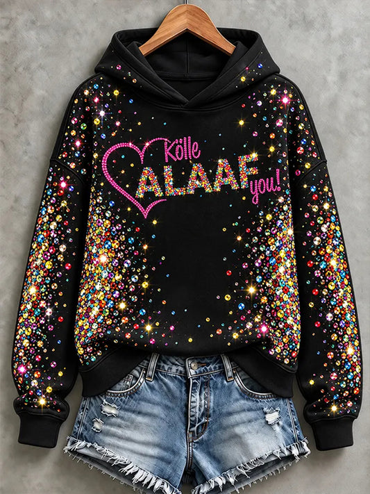 Damen-Köln-Karneval-Print-Hoodie